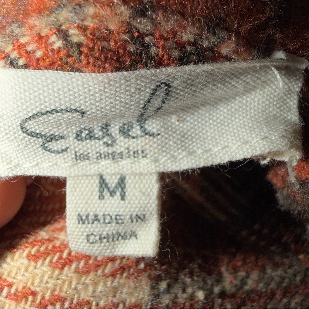 Easel Rust Plaid Button-Up Shacket Size Medium - Picture 3 of 5
